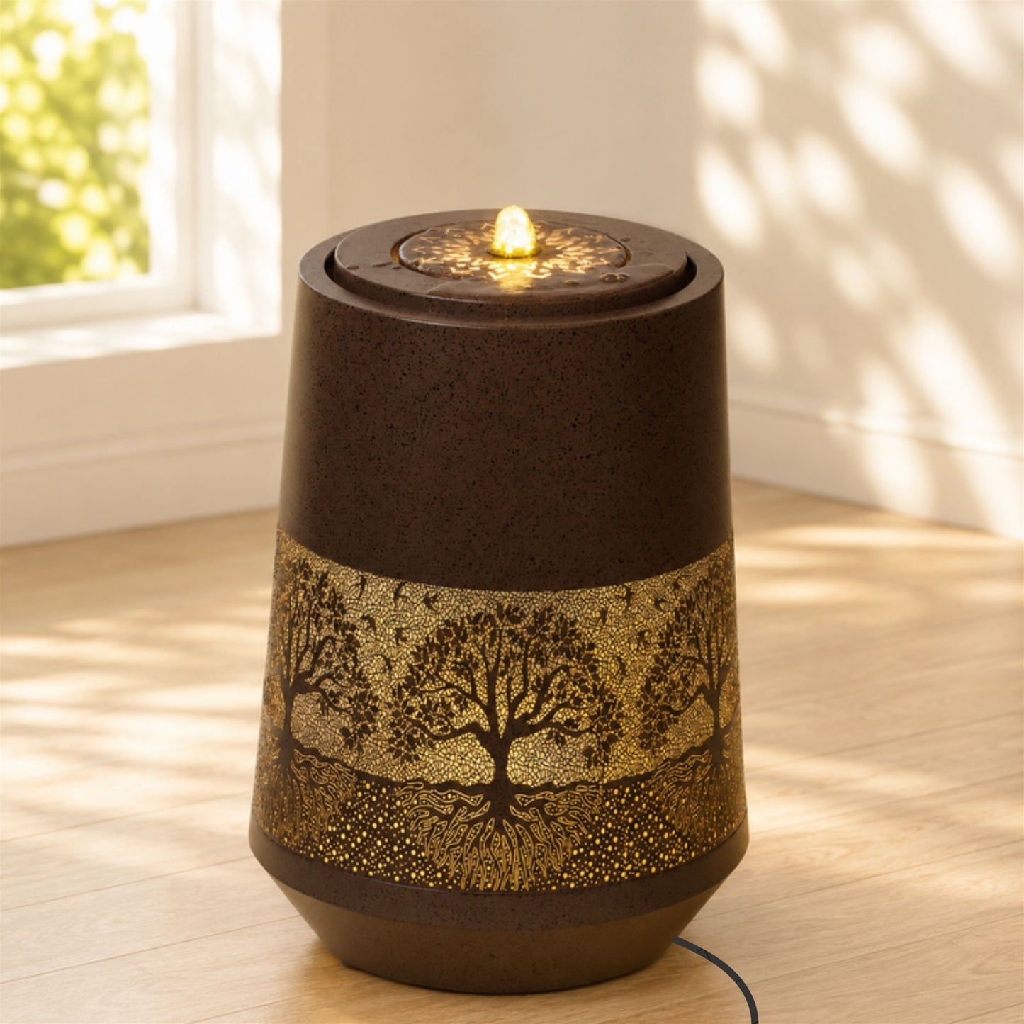 Illuminated Cut-Out Metal Tree Pattern Fountain 21"H alternate view 3