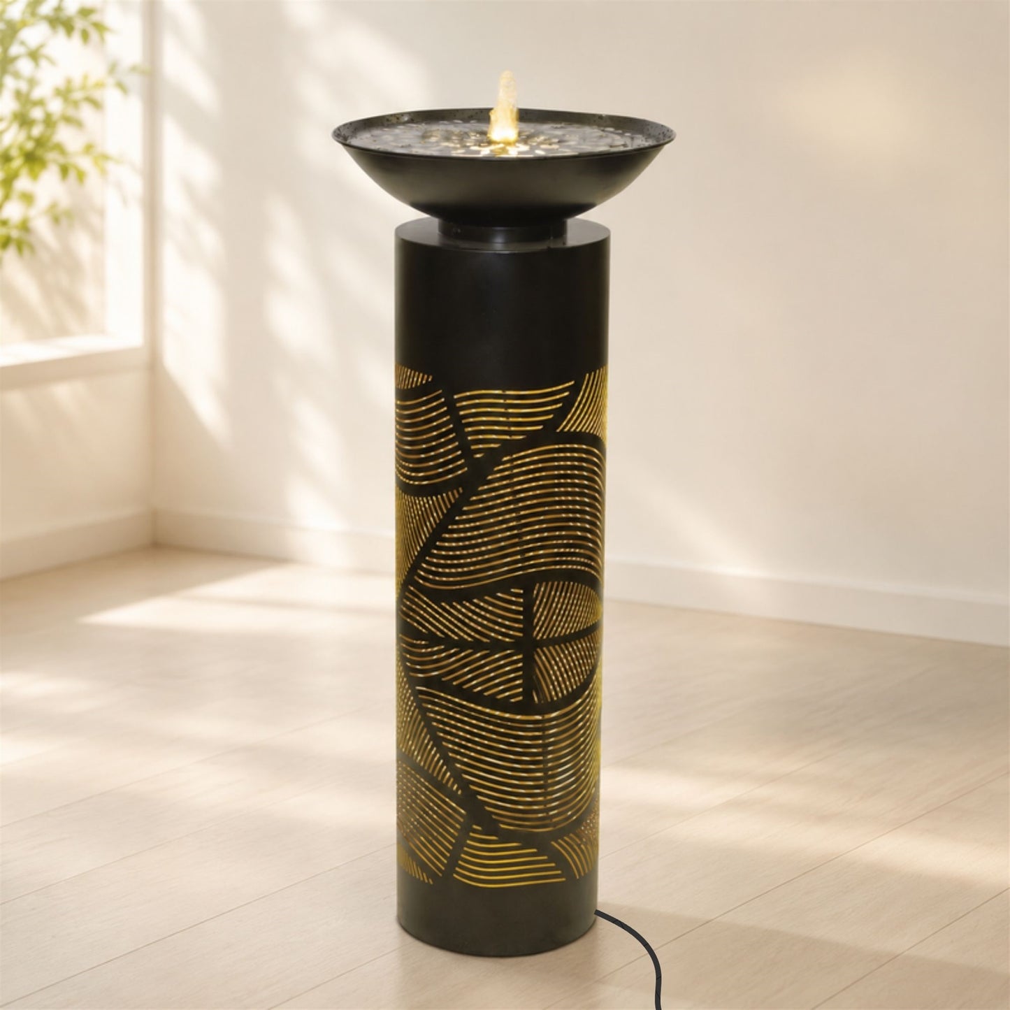 Illuminated Cut-Out Metal Leaf Pattern Fountain 36"H alternate view 3