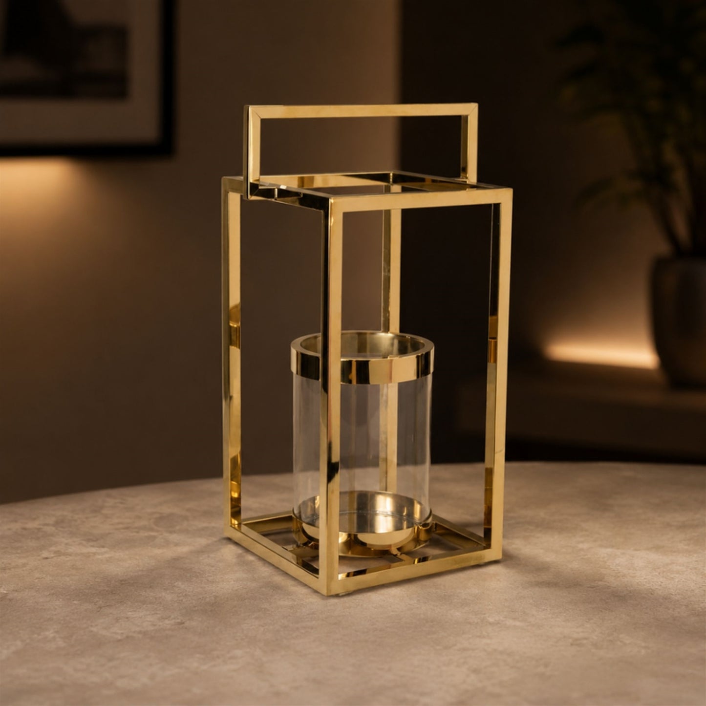 Stainless Steel Box Lantern with Glass Insert 19"H alternate view 3