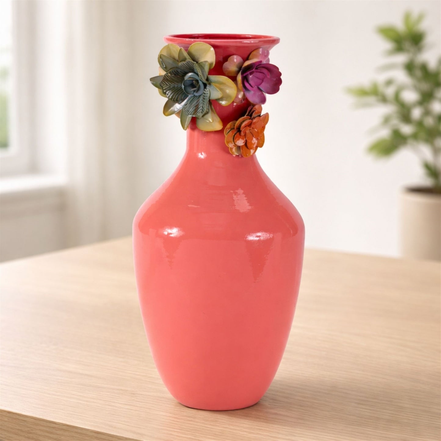 Floral Embossed Metal Vase12.25"H alternate view 3