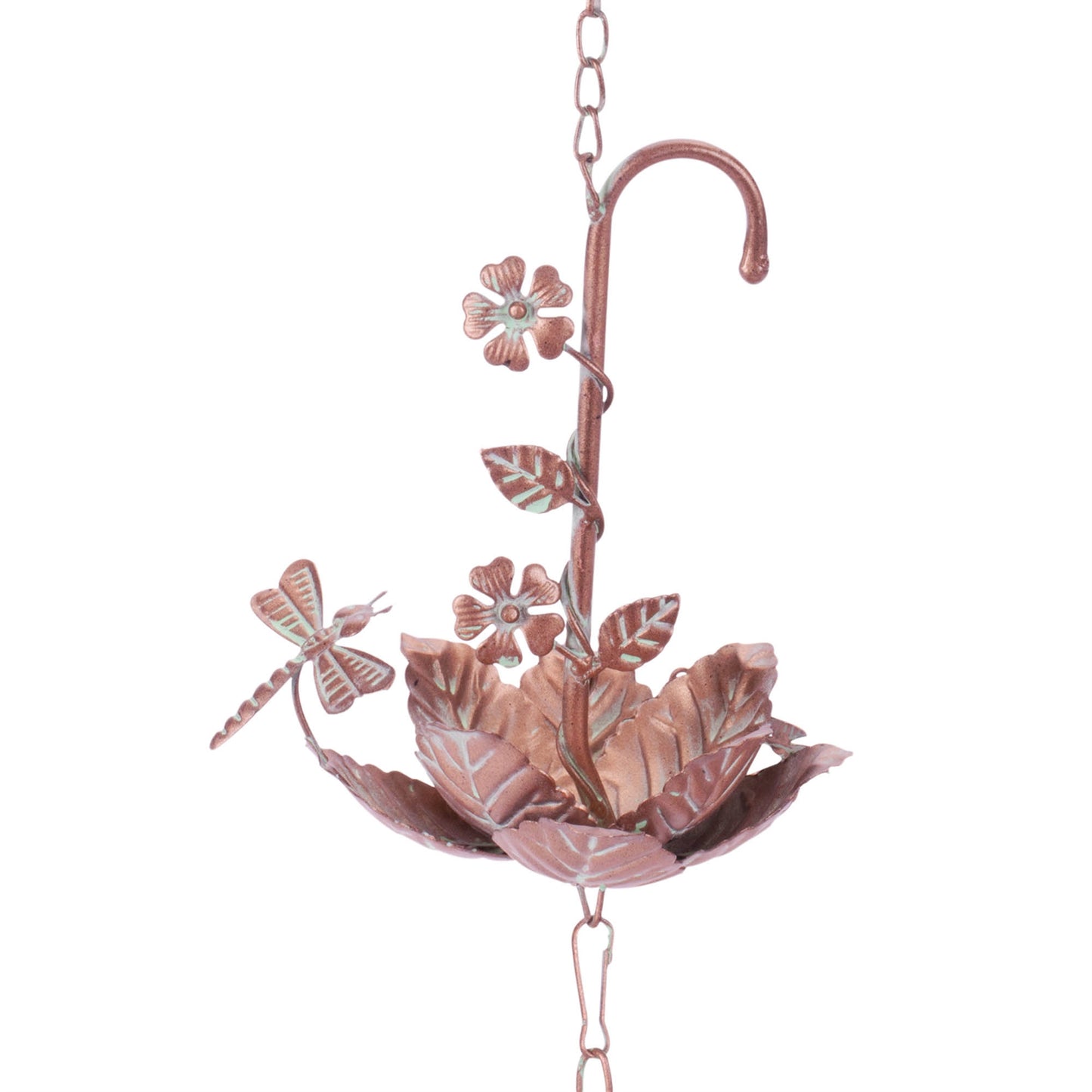 Iron Dragonfly Floral Rain Chain 74"L alternate view 4