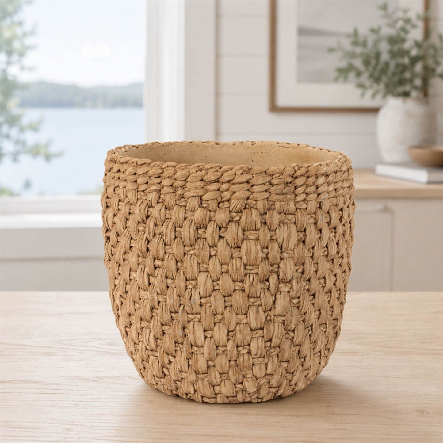 Woven Texture Cement Planter 10.5"D alternate view 3