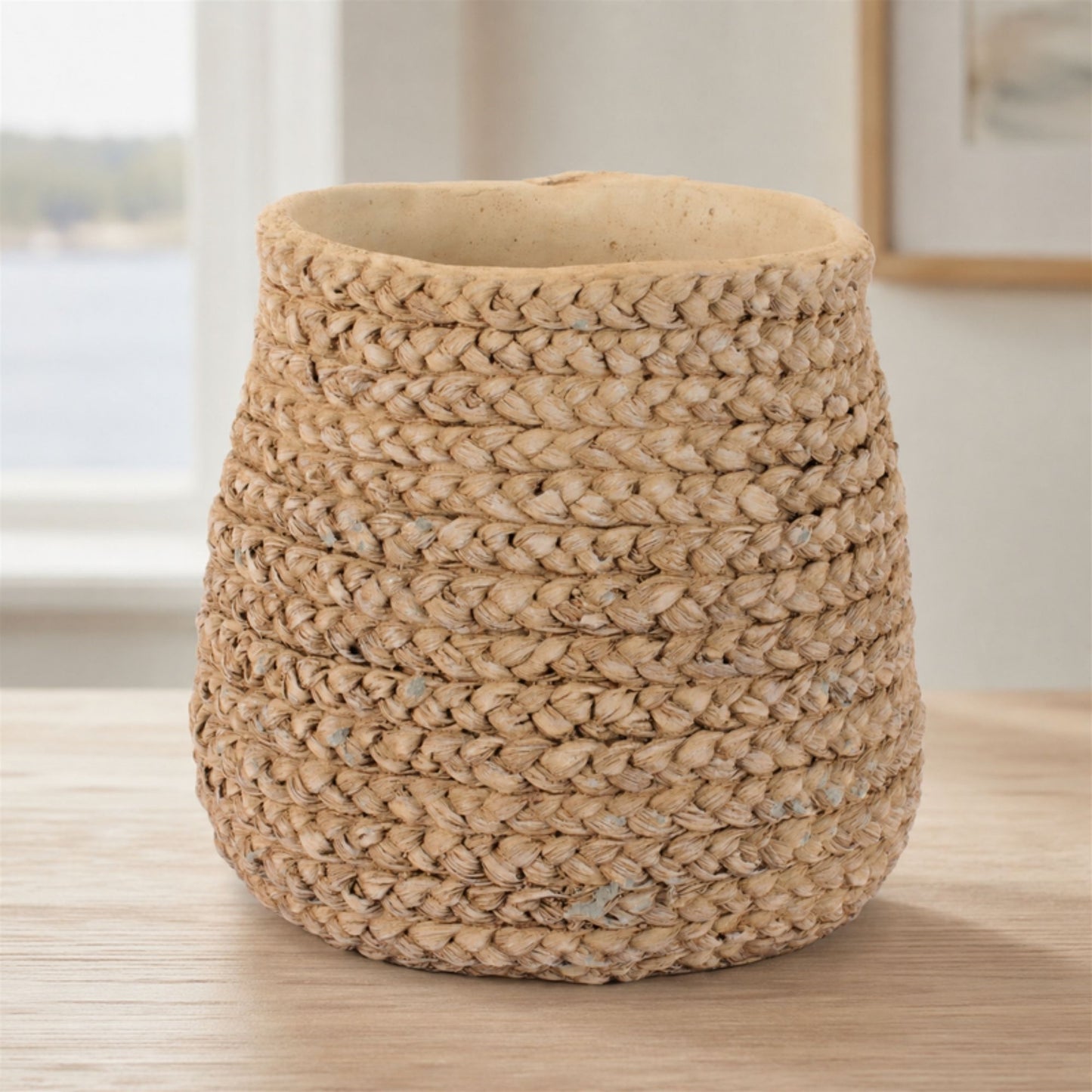 Braided Weave Cement Vase 9"D alternate view 3