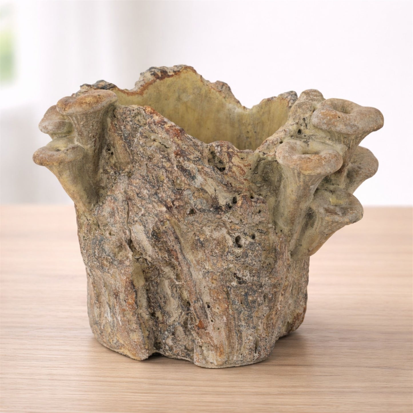Faux Tree Stump Cement Planter Container 7.25"H alternate view 3
