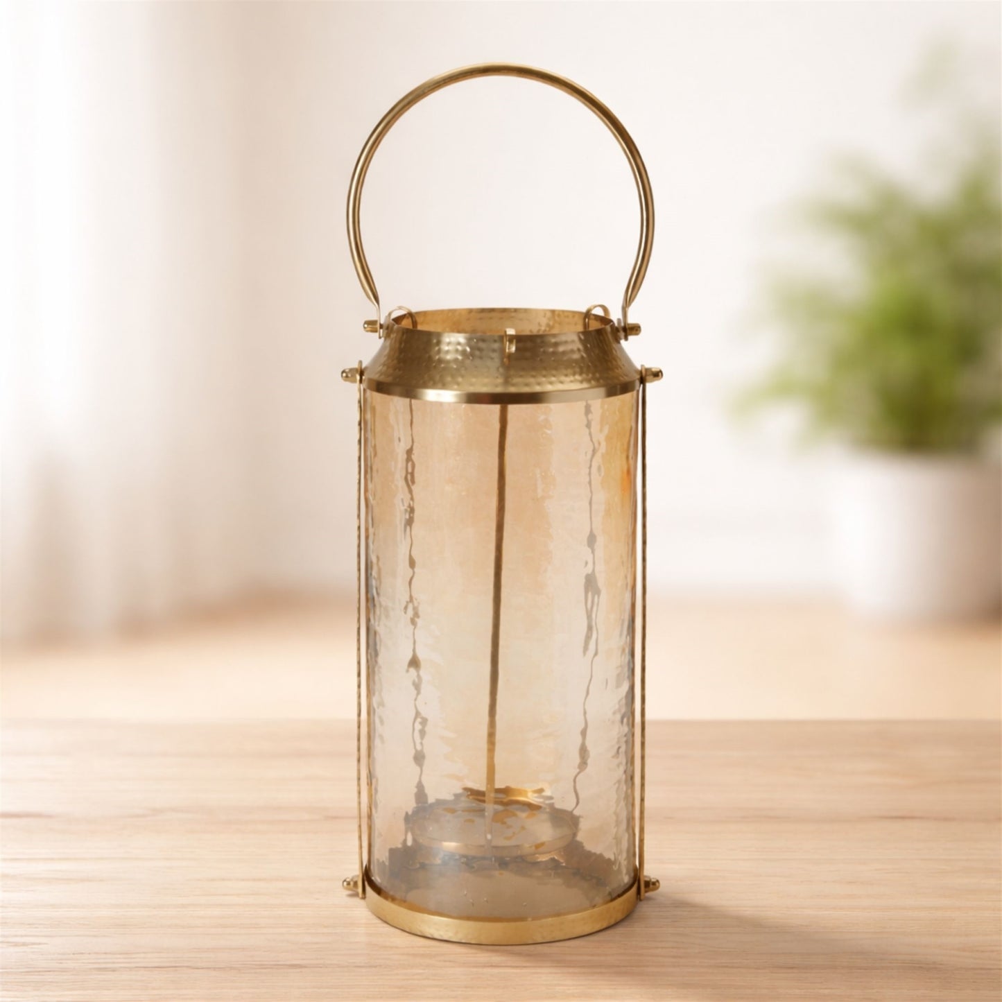 Wavy Amber Glass Lantern 15.5"H alternate view 3