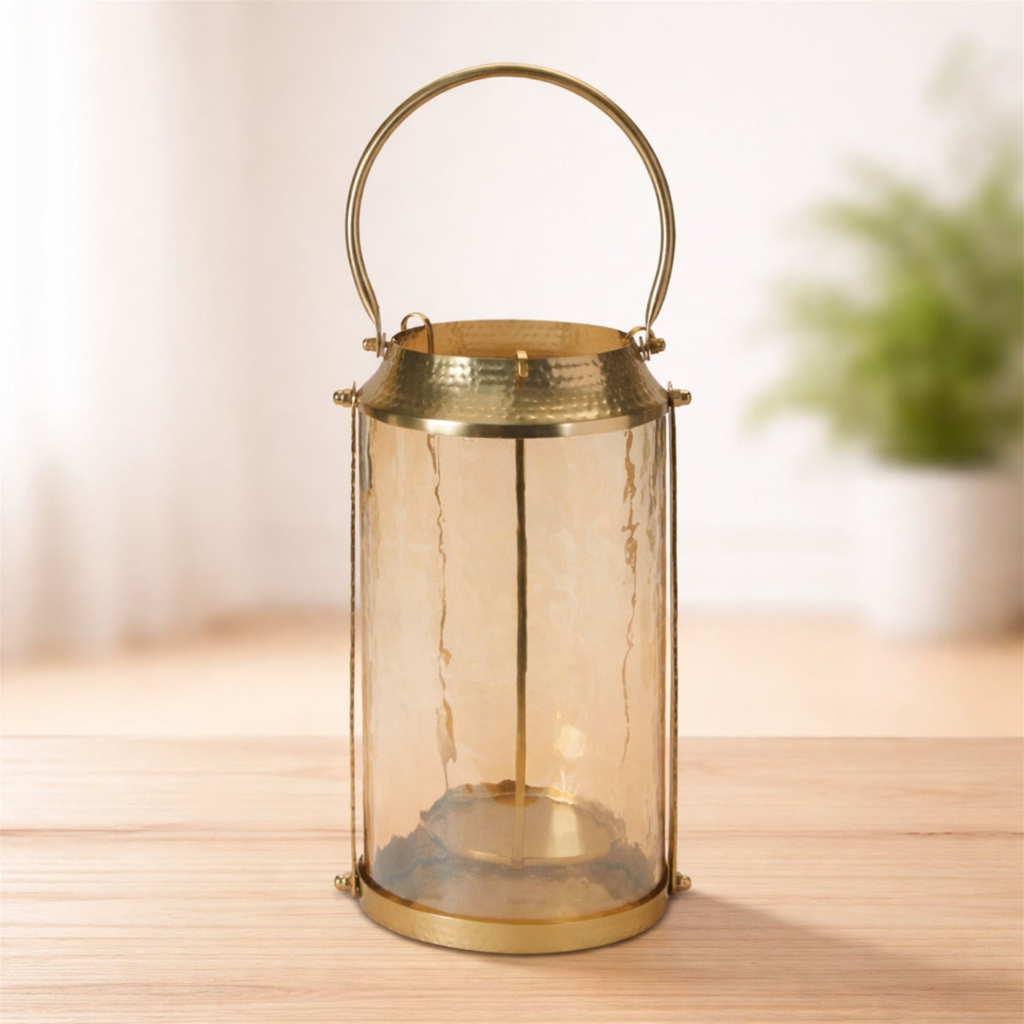 Wavy Amber Glass Lantern 13"H alternate view 3