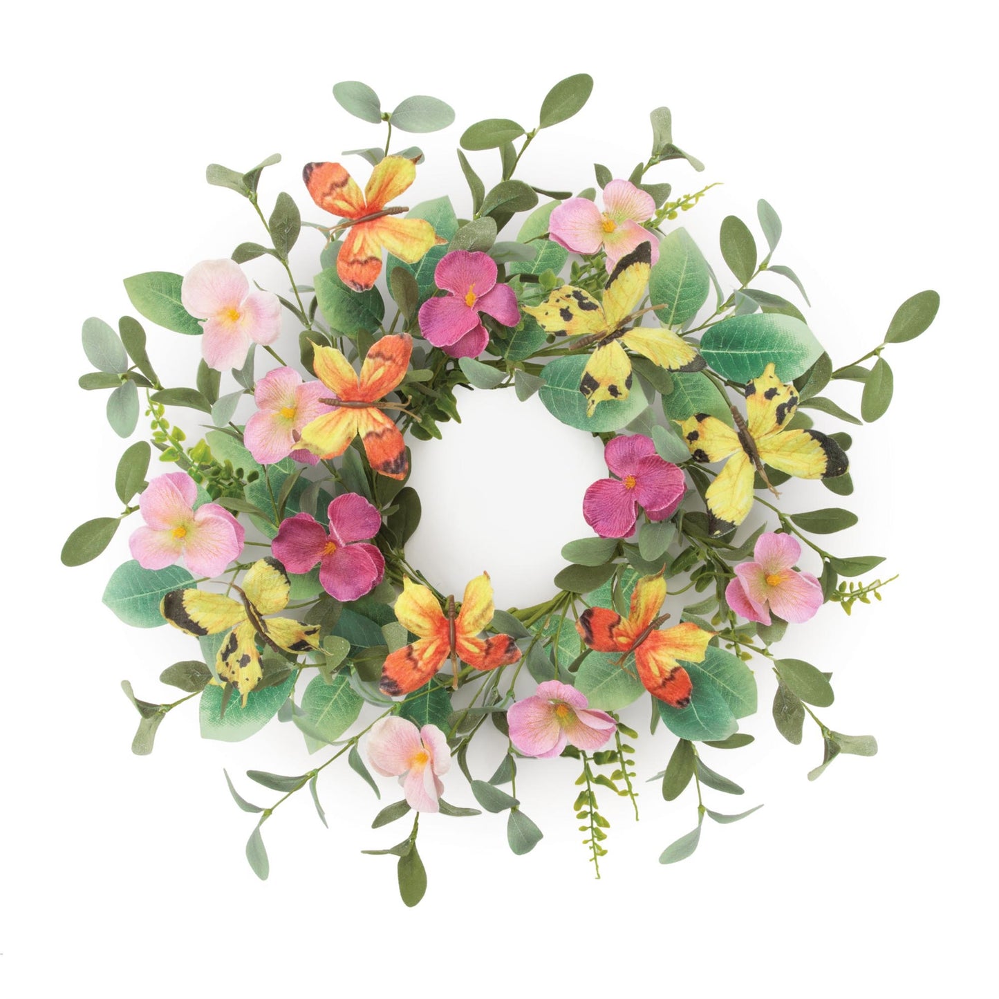 Pansy and Butterfly Floral Candle Ring 17"D