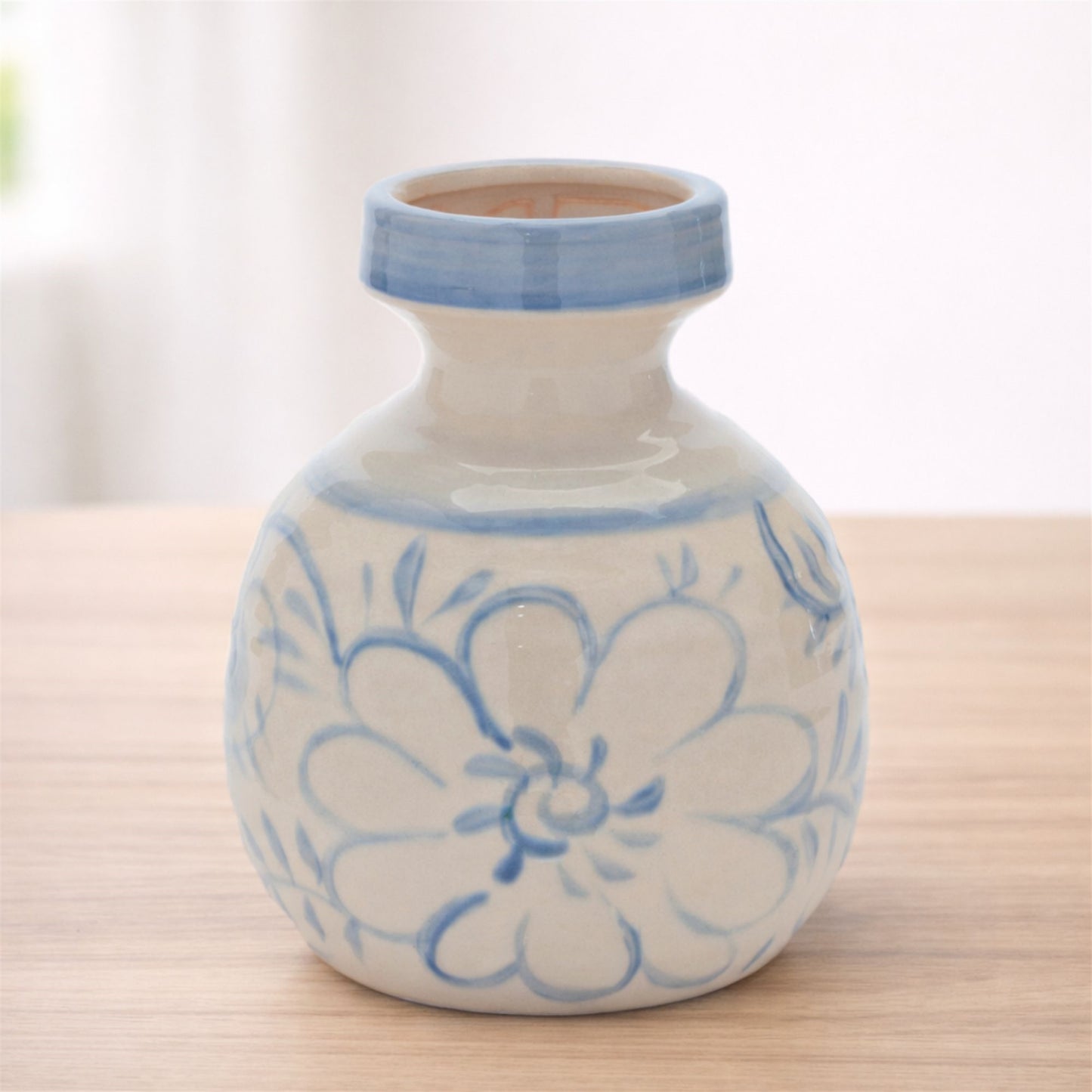 Floral Stoneware Vase 7"H alternate view 3