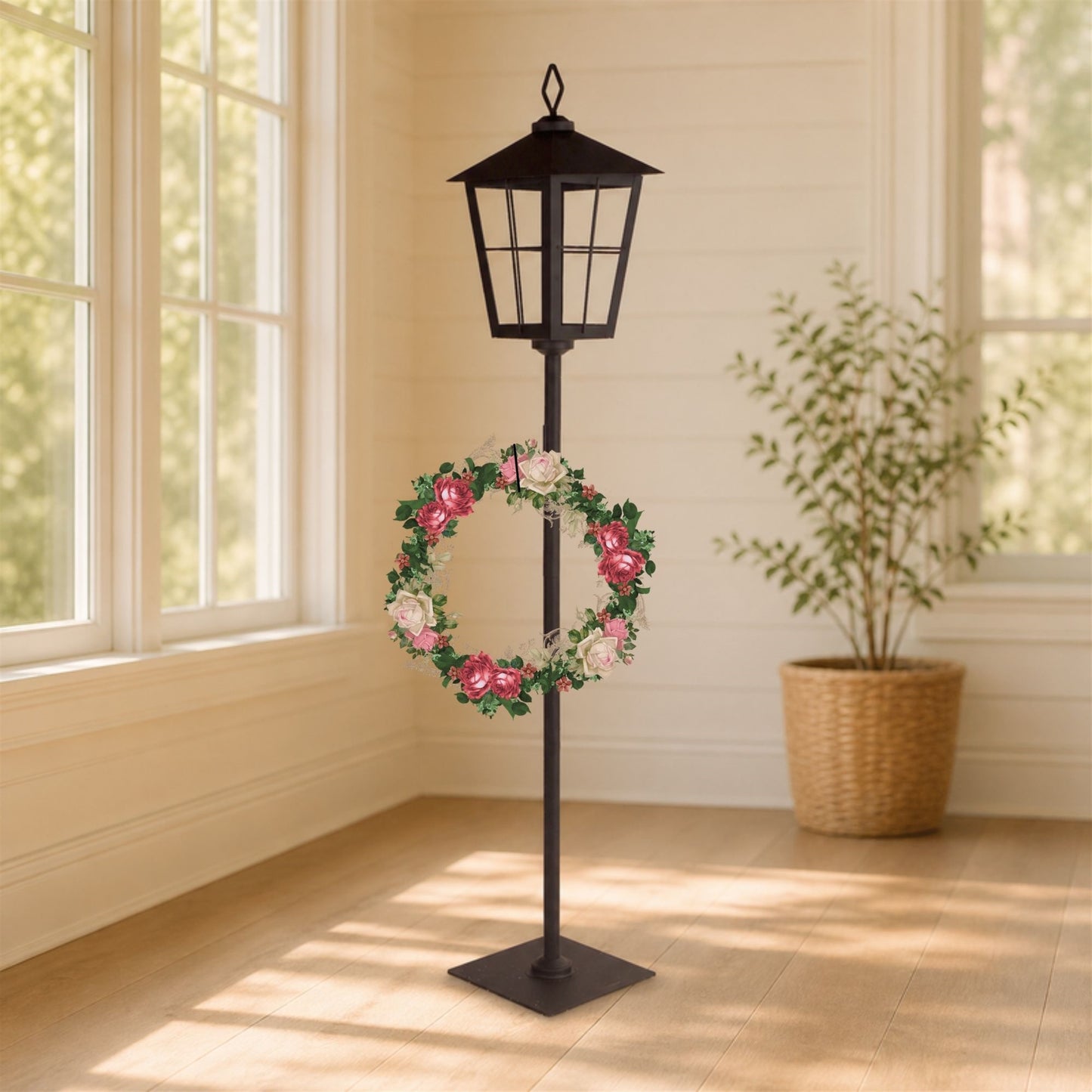 Metal Lantern Post with Wreath Holder 43.25"H alternate view 3