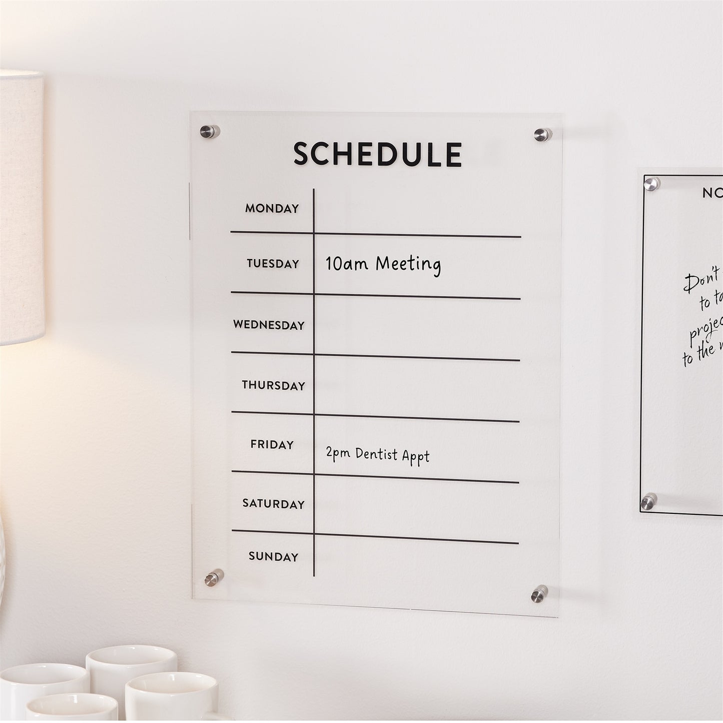 Acrylic Dry Erase Weekly Calender 19"H alternate view 2