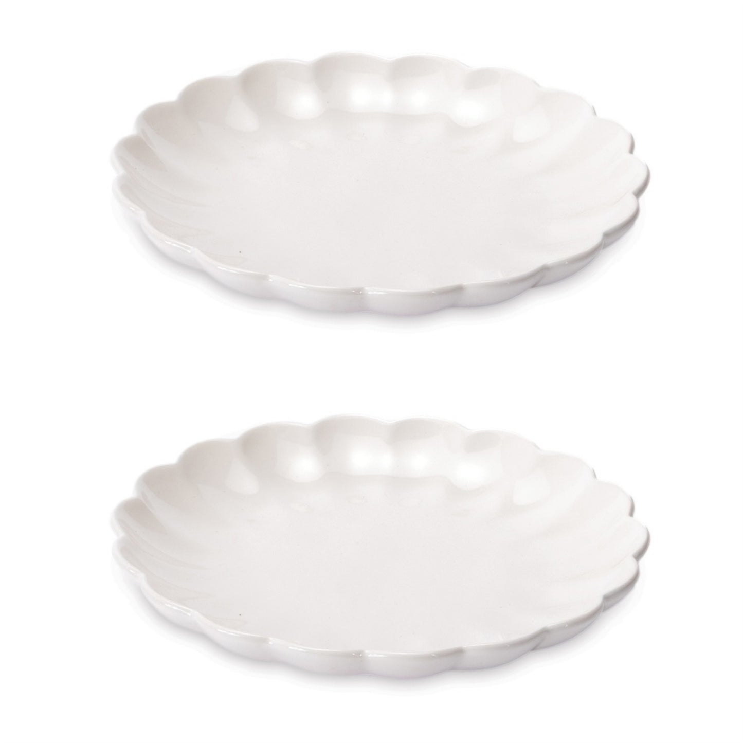 White Scalloped Stoneware Dinner Plate (Set of 2) alternate view 3