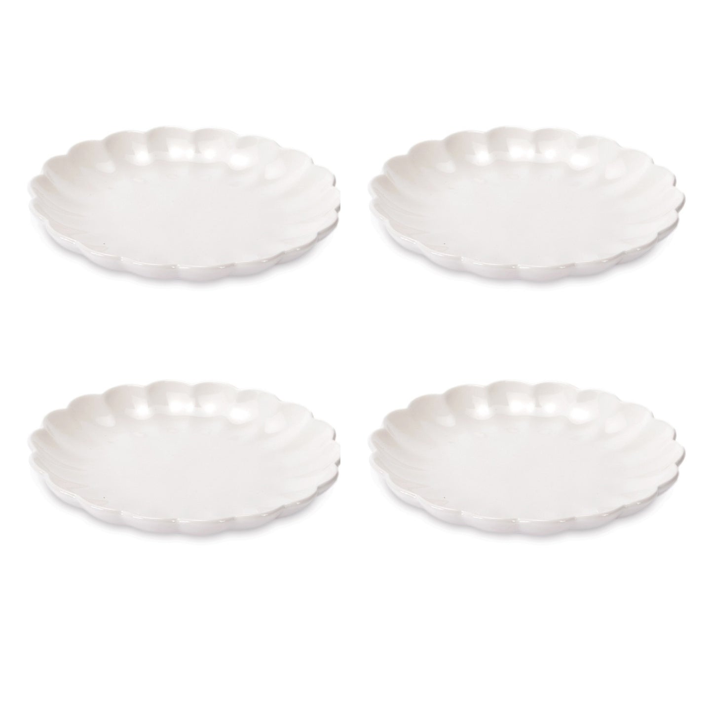 White Scalloped Stoneware Dessert Plate (Set of 4) alternate view 3