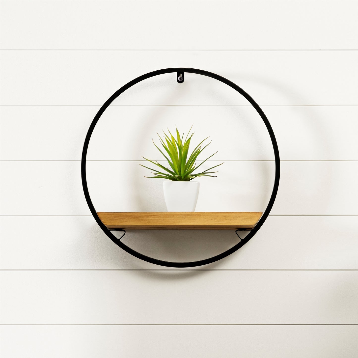 Wood Circle Shelf in Metal Frame 17.5"D alternate view 2