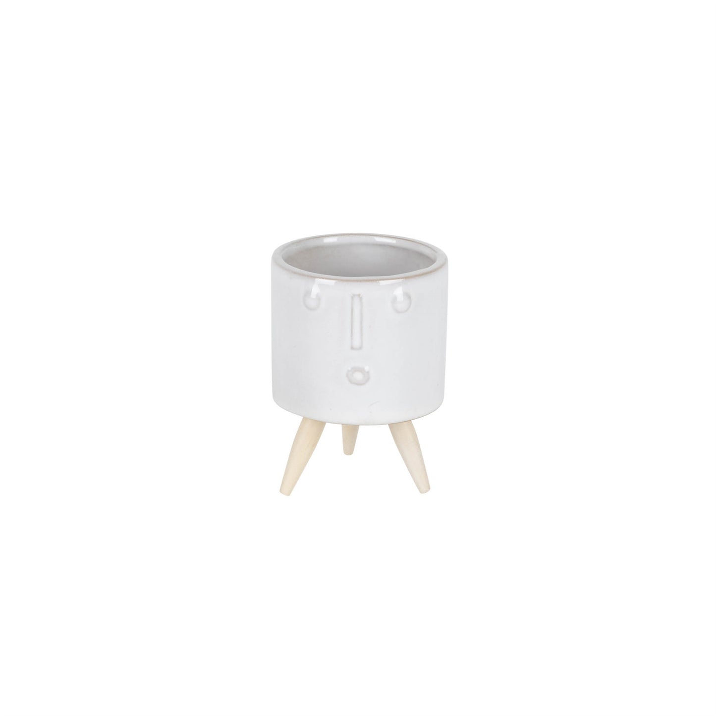 Porcelain Face Planter with Wooden Legs (Set of 3) alternate view 5
