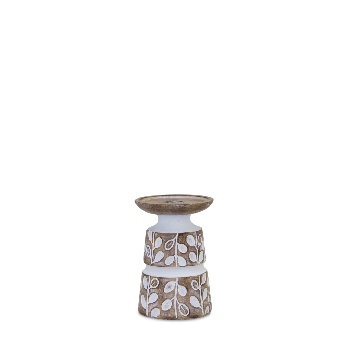 Leaf Pattern Candle Holder with Wood Design (Set of 3) alternate view 5