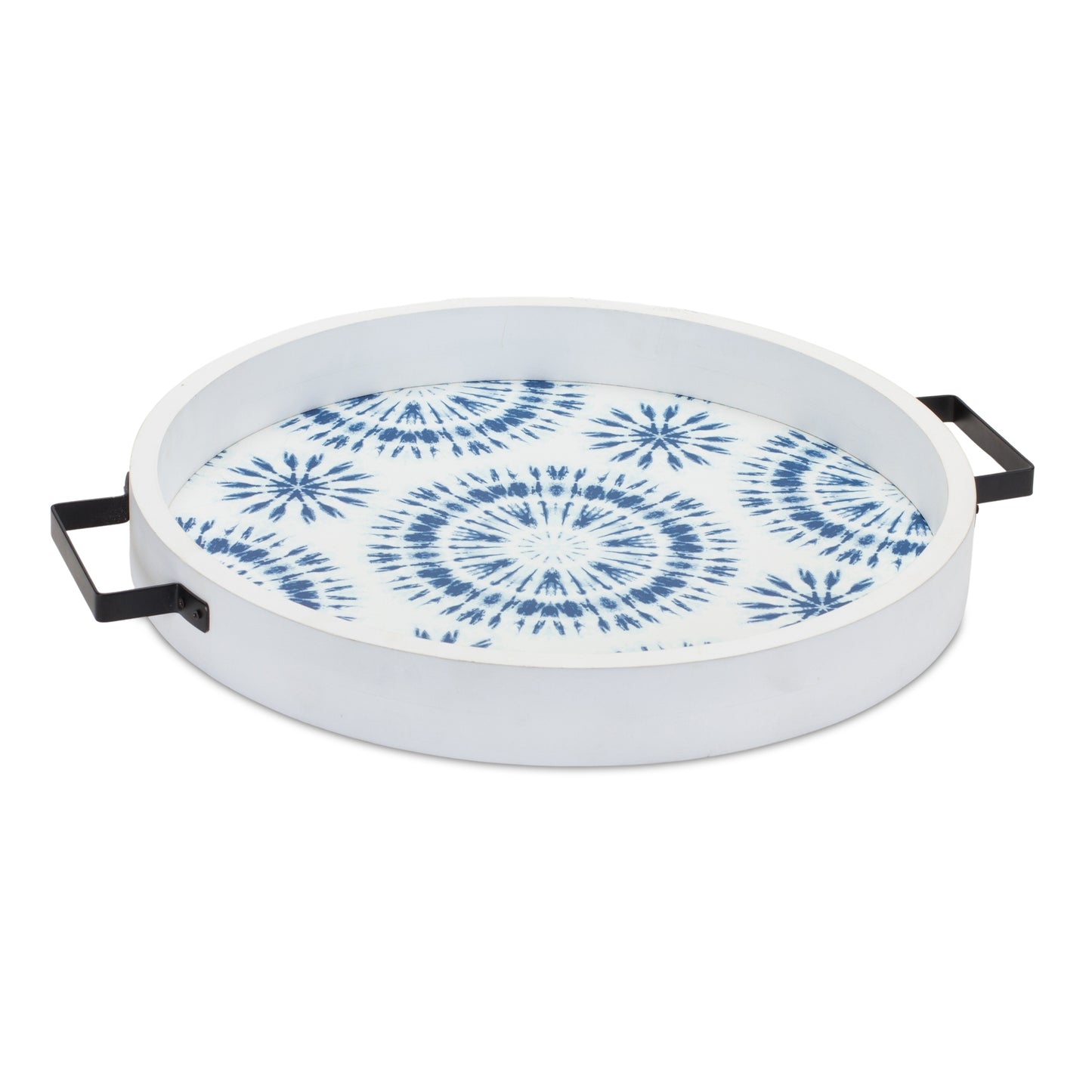 Round Wooden Tie-Dye Design Tray (Set of 2) alternate view 2