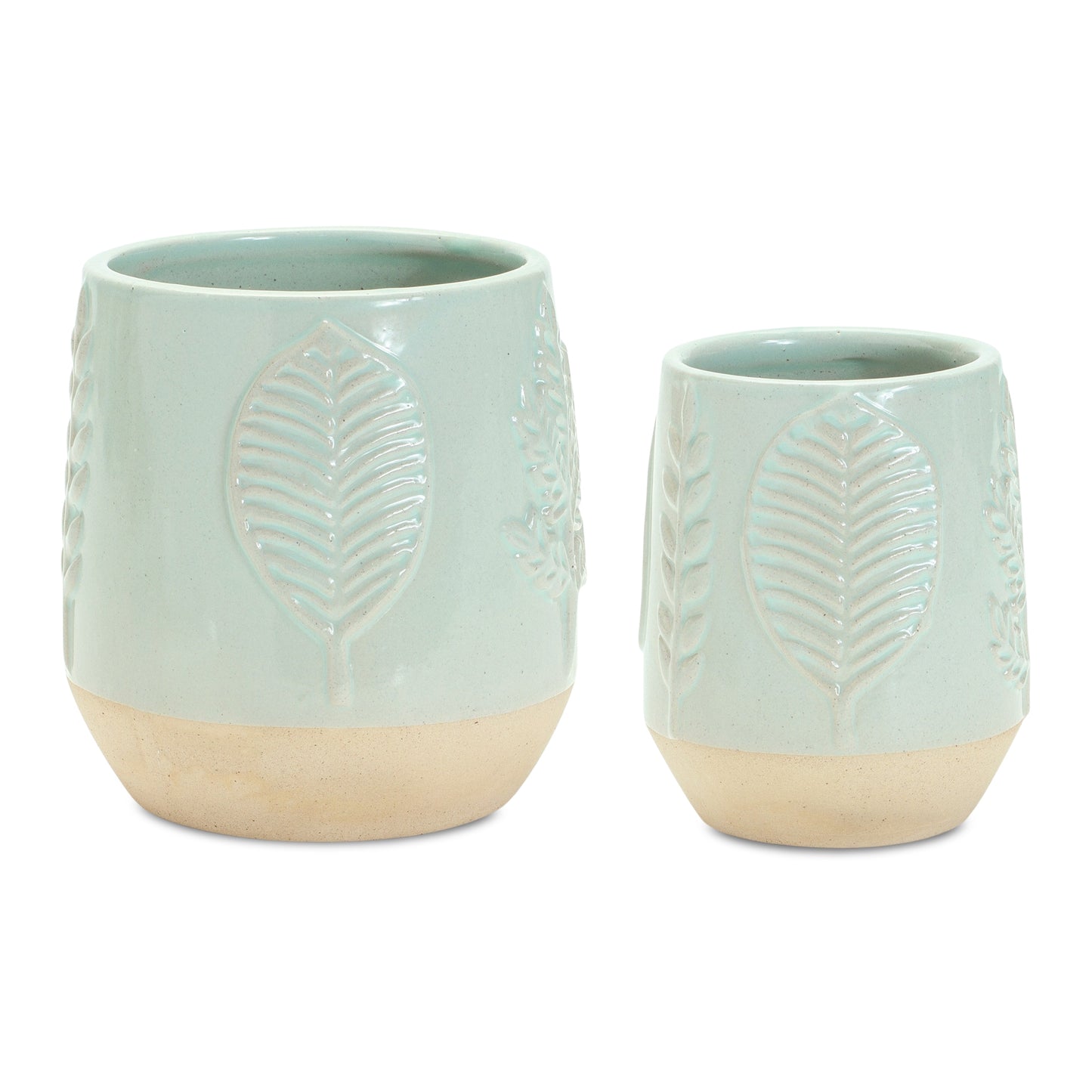 Two-Tone Porcealin Planter with Leaf Design (Set of 2) alternate view 4