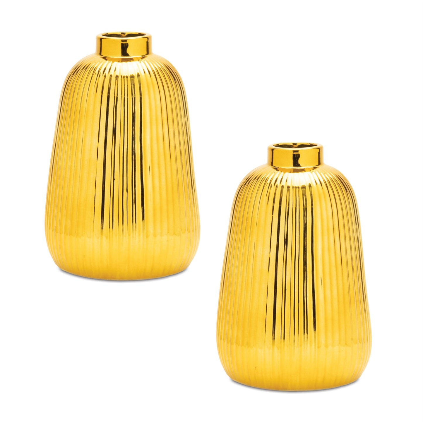 Ribbed Metallic Ceramic Vase (Set of 2) alternate view 2