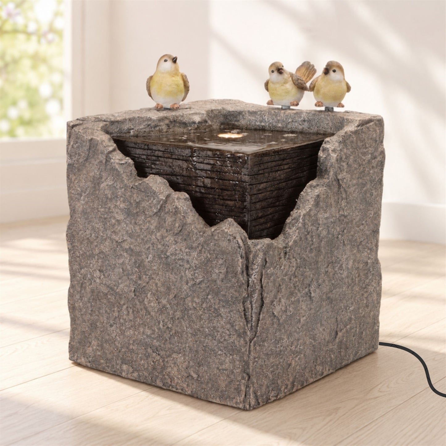 Bubbling Stone Fountain with Bird Accents 19"H alternate view 3