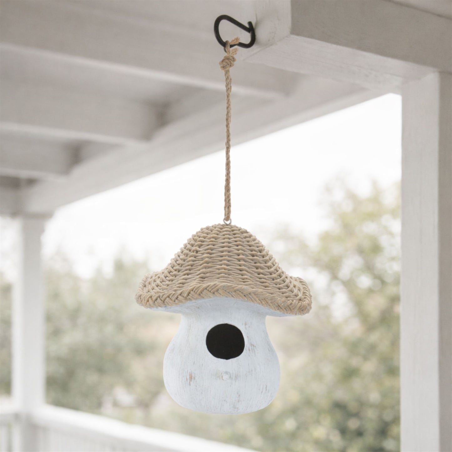 Mushroom Birdhouse with Wicker Design 8"H alternate view 2