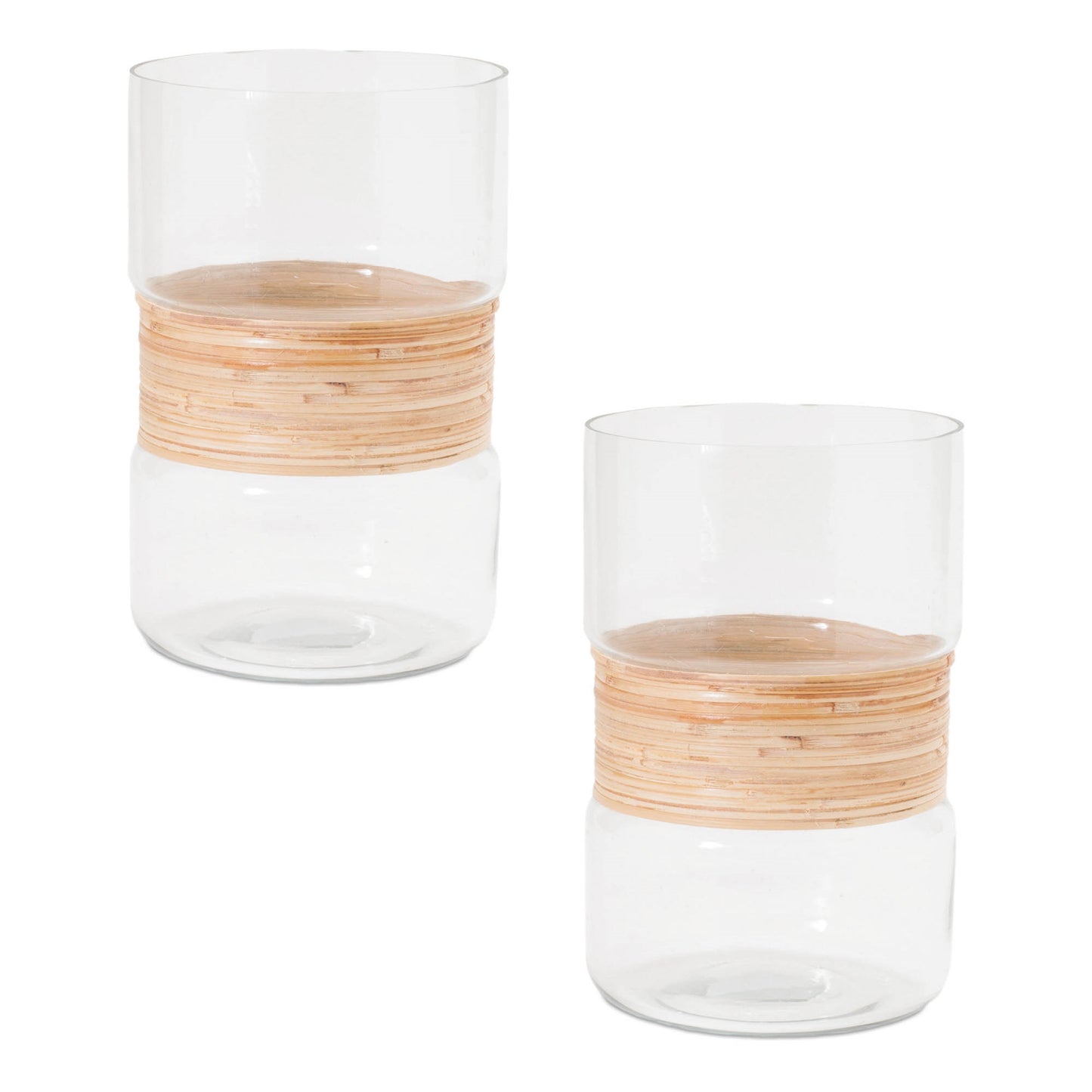 Glass Candle Holder with Bamboo Accent (Set of 2) alternate view 2
