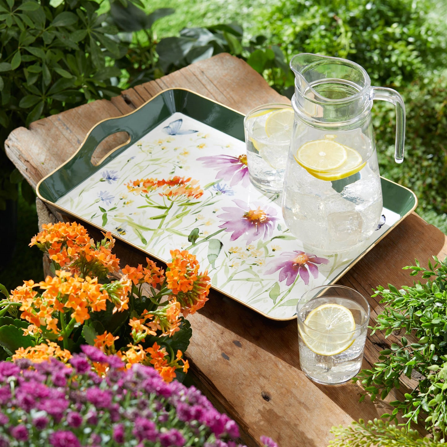 Wildflower Insect Print Tray with Handles 17"L alternate view 2