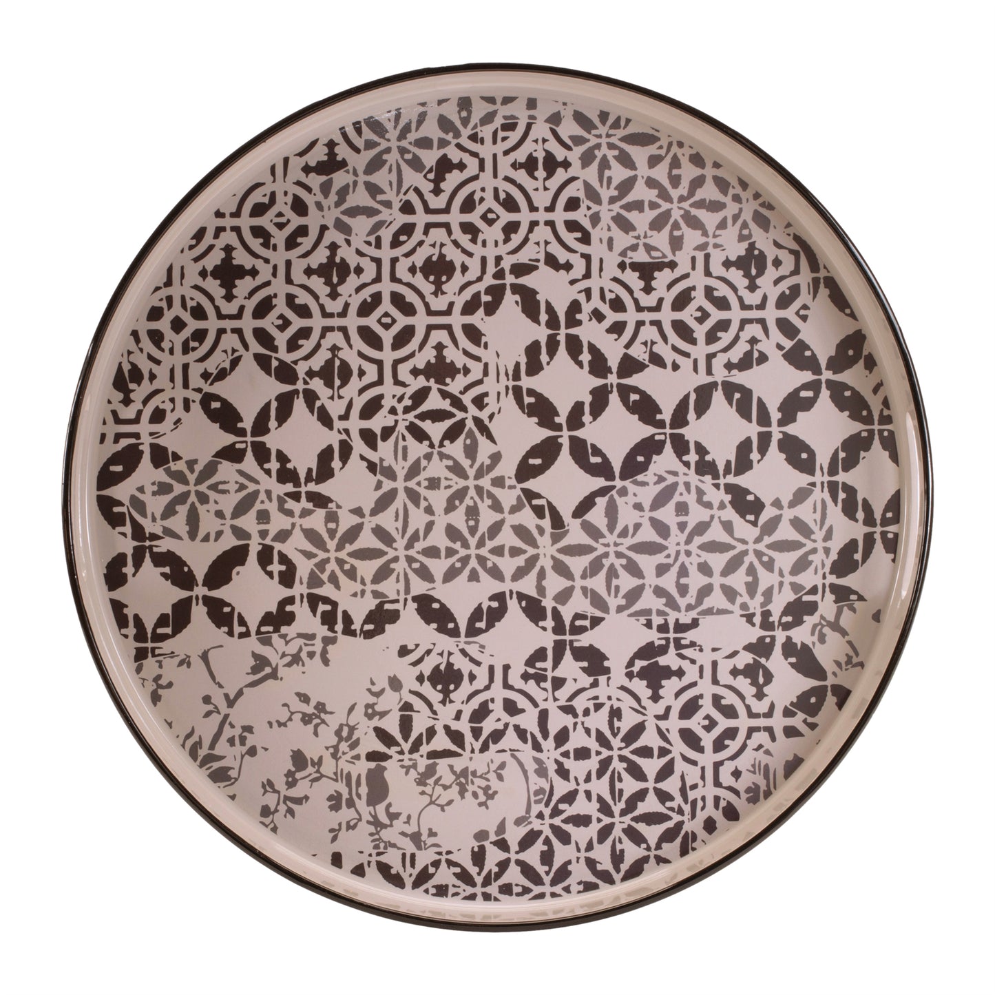 Round Ornate Geometric Print Tray 17.5"D alternate view 2