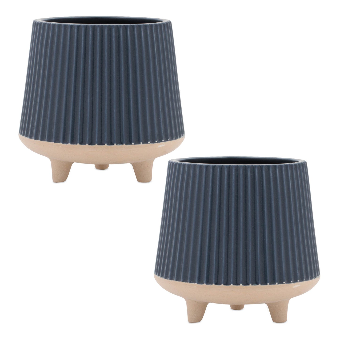 Ceramic Ribbed Footed Planter (Set of 2) alternate view 3