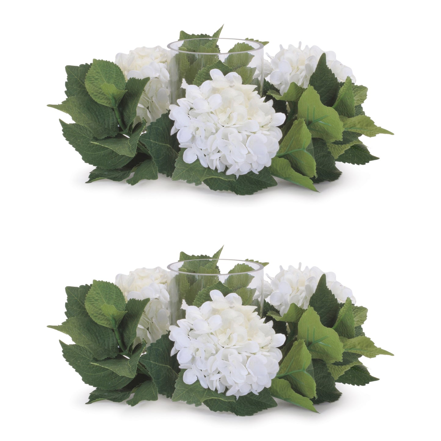 Hydrangea Candle Ring with Glass Hurricane (Set of 2) alternate view 2