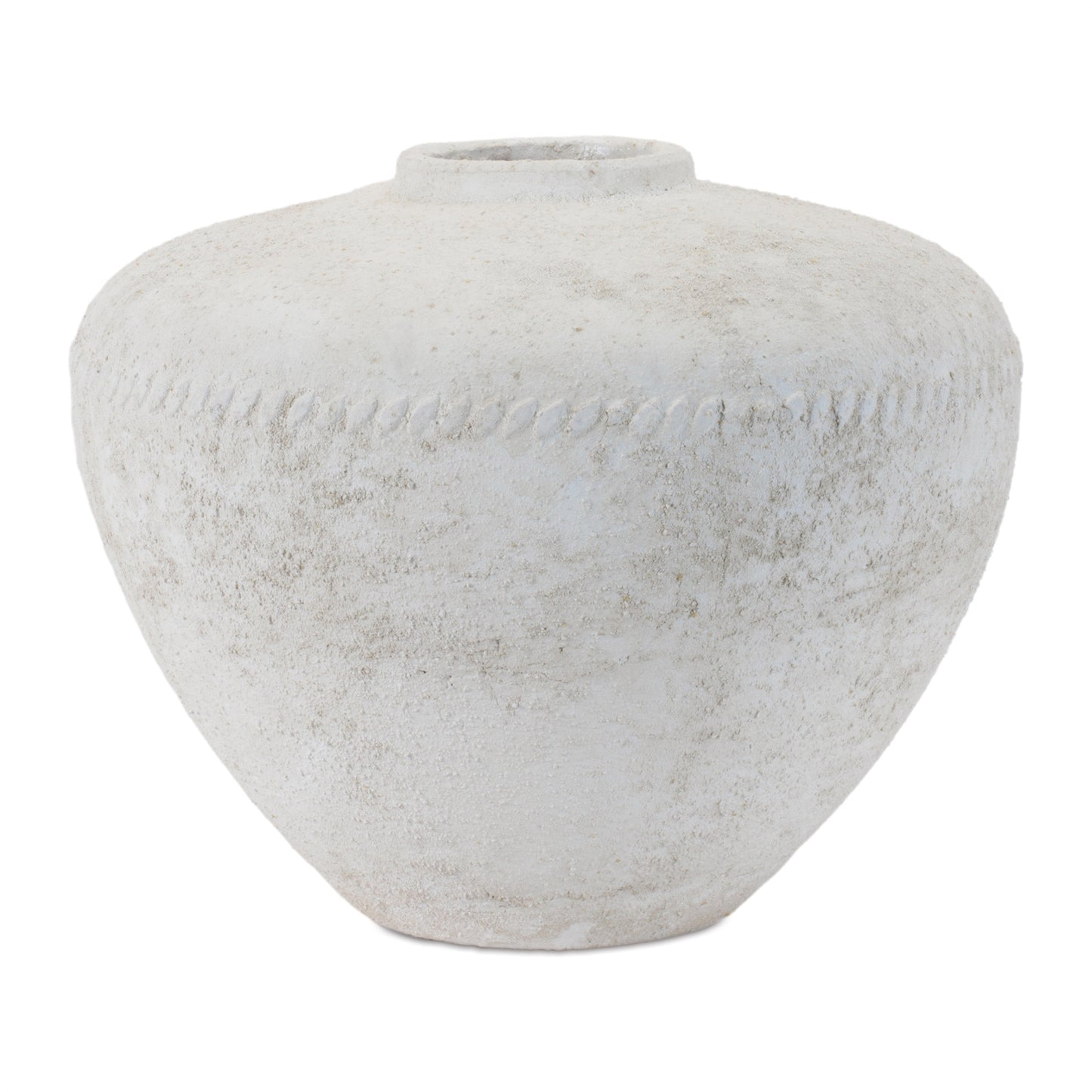 Distressed White Terra Cotta Vase 12.75"D