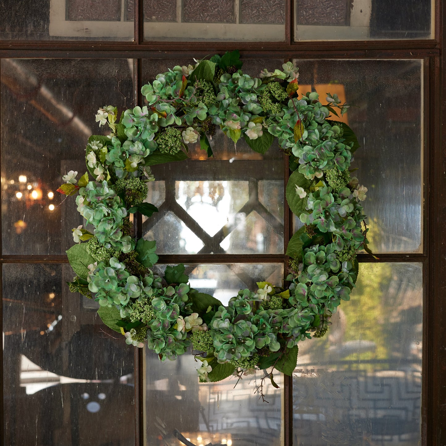Hydrangea and Seedum Floral Wreath 32"D alternate view 3