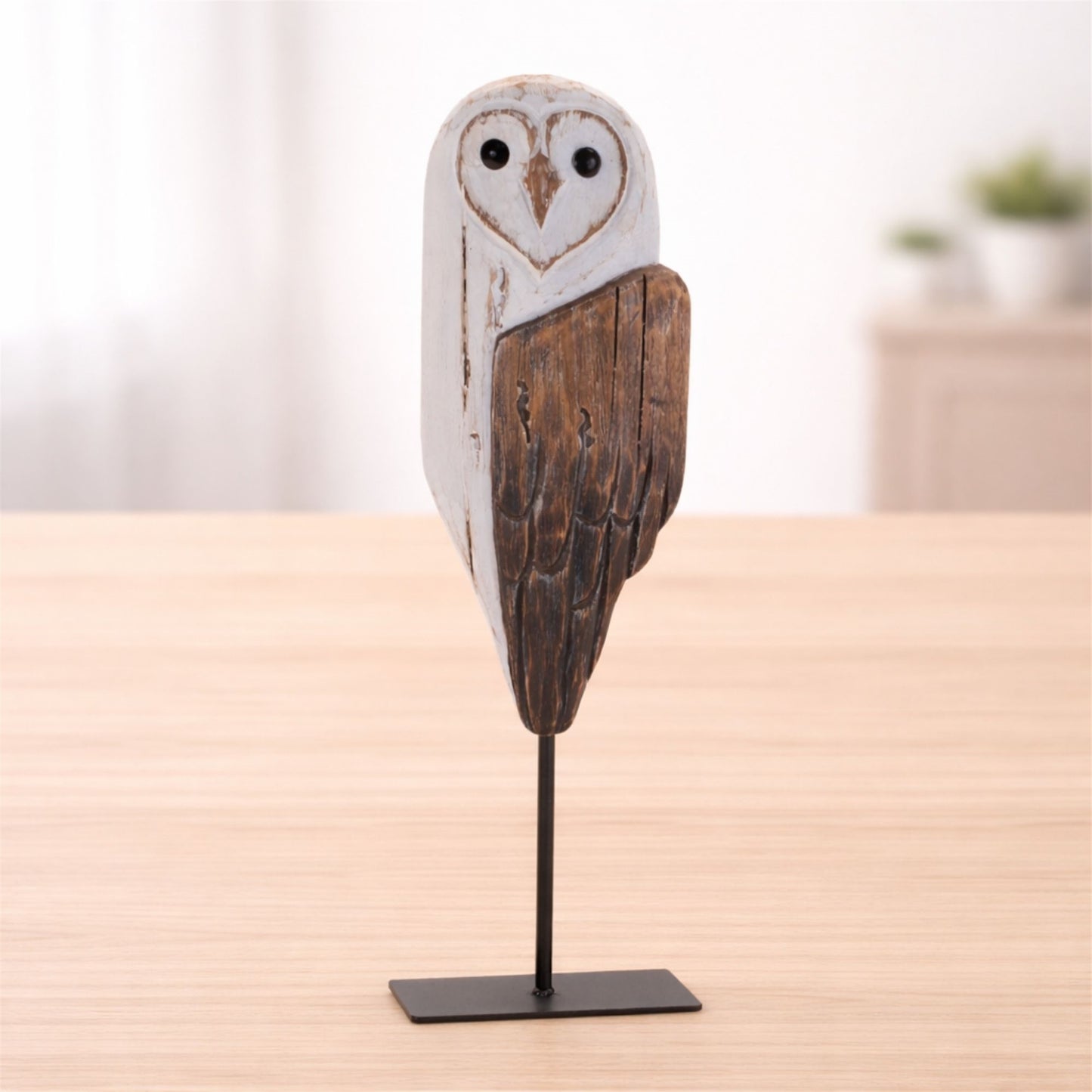 Rustic Wooden Owl Sculpture 14"H alternate view 3