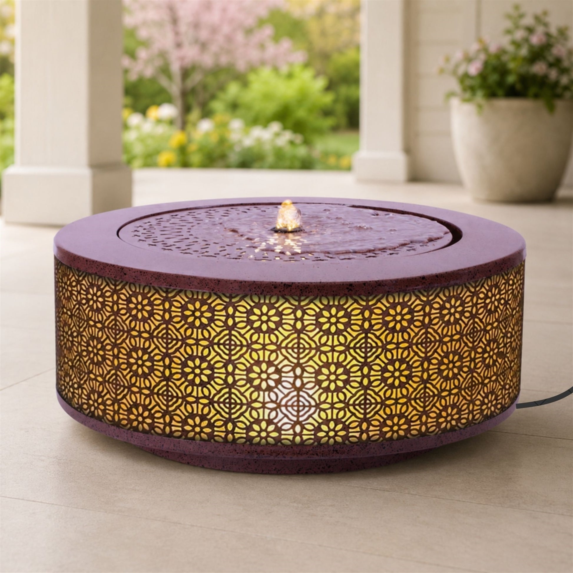 Illuminated Cut-Out Metal Round Tabletop Fountain 23.5"D alternate view 2