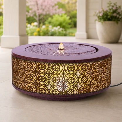 Illuminated Cut-Out Metal Round Tabletop Fountain 23.5"D alternate view 2