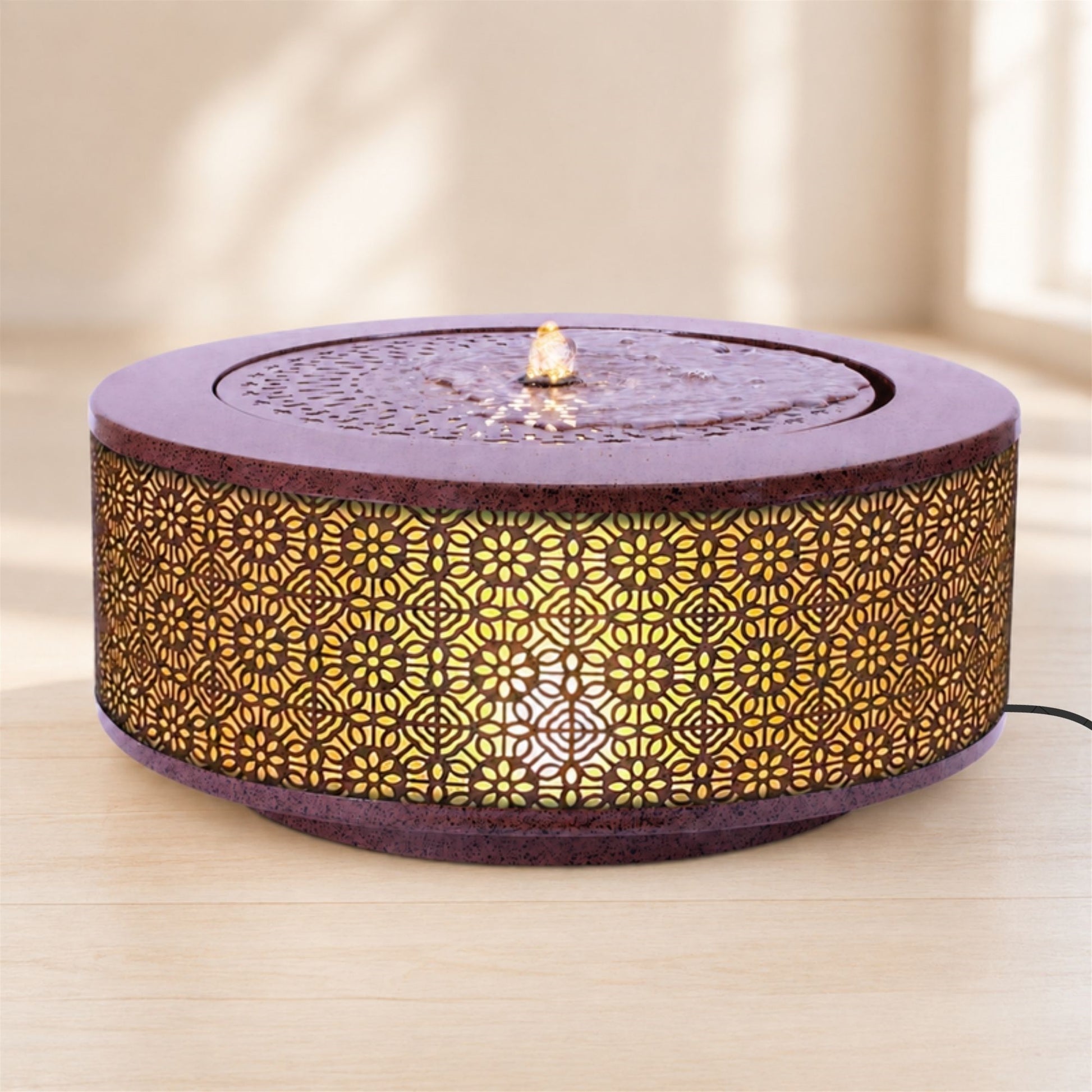 Illuminated Cut-Out Metal Round Tabletop Fountain 23.5"D alternate view 3