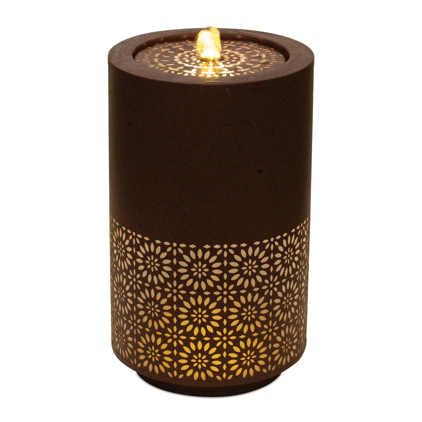 Illuminated Cut-Out Metal Round Fountain 21"H