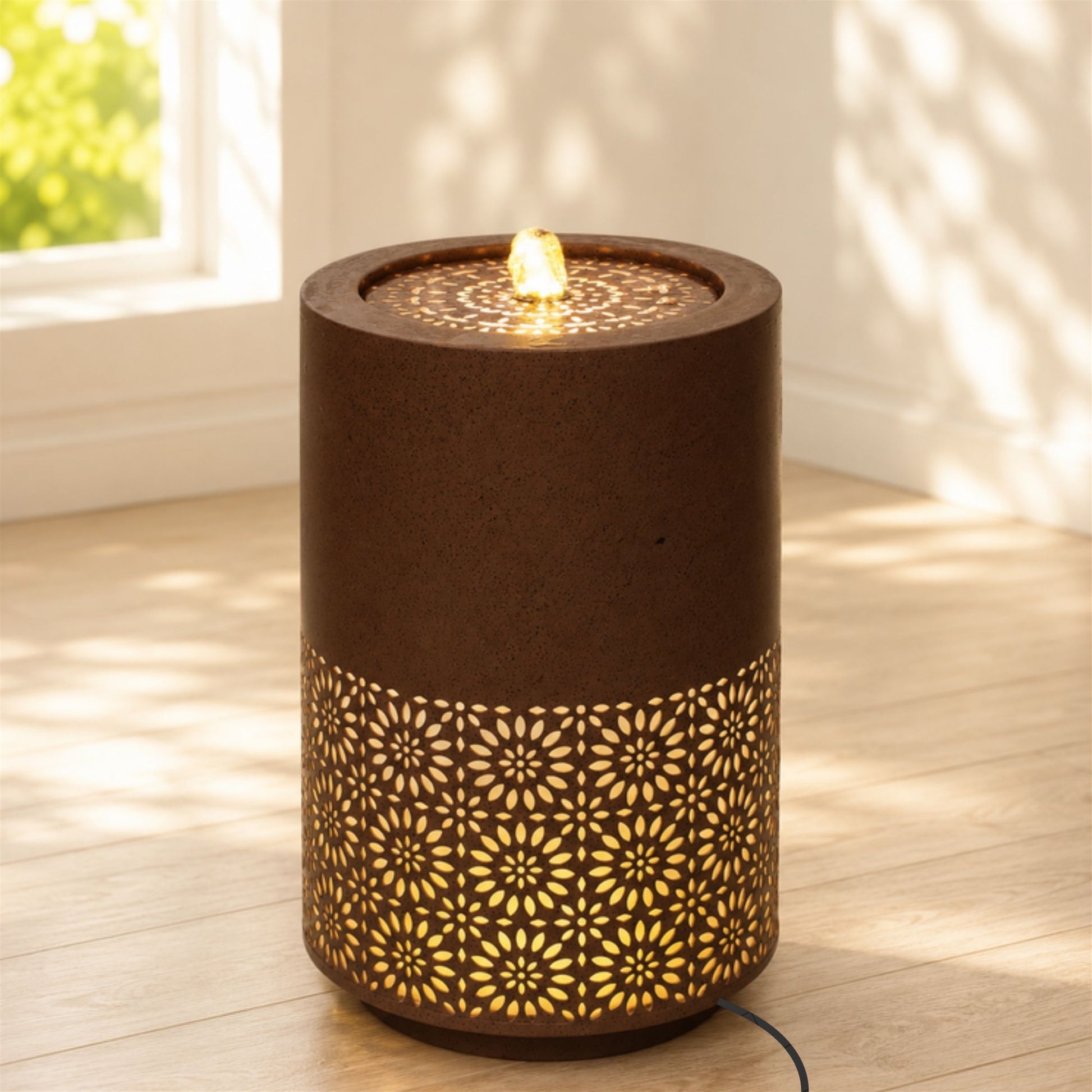 Illuminated Cut-Out Metal Round Fountain 21"H alternate view 3