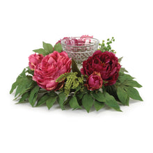 Mixed Peony Floral Candle Holder with Glass Insert 15"D