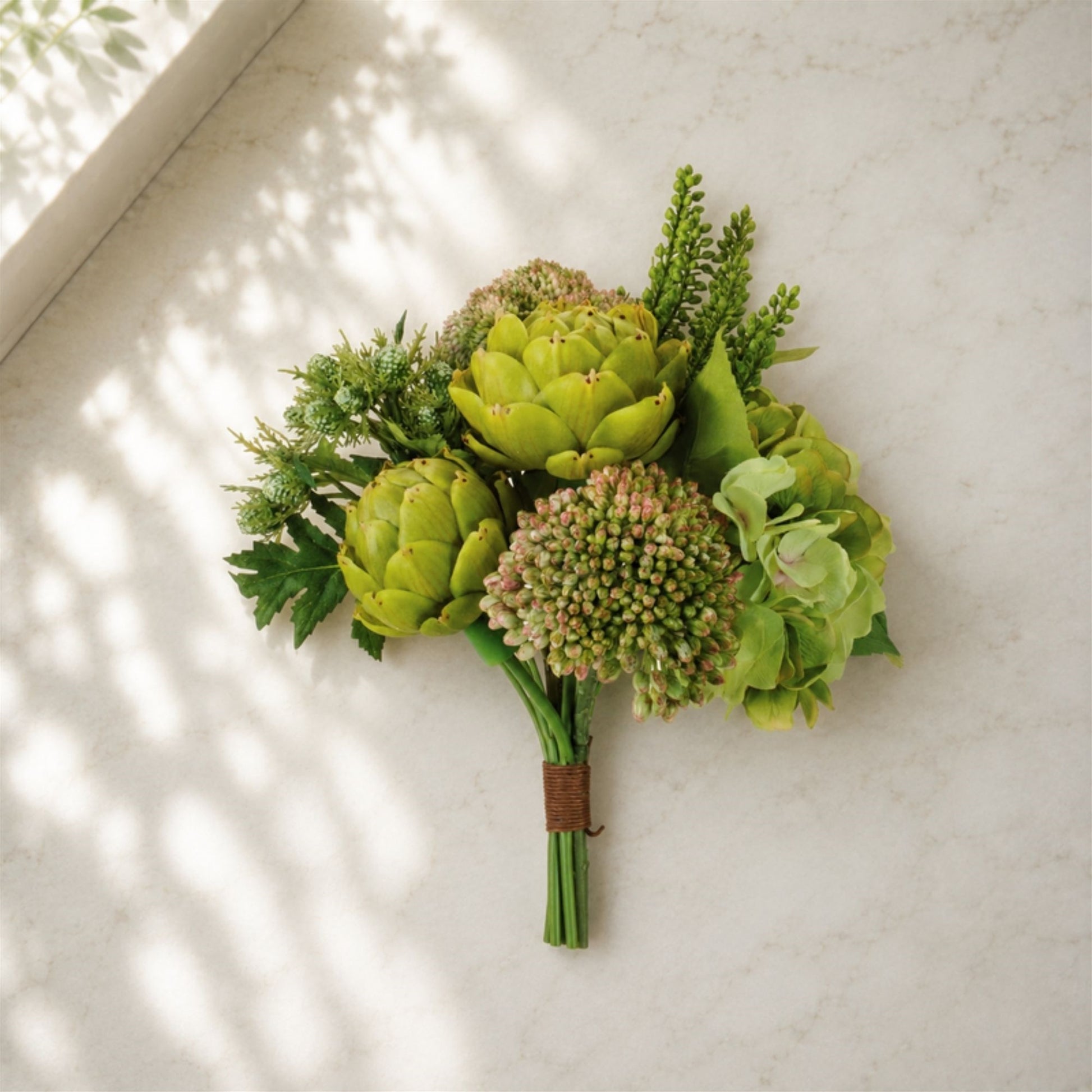 Mixed Hydrangea & Artichoke Floral Bundle 9.5"H alternate view 2