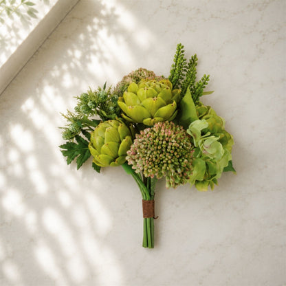 Mixed Hydrangea & Artichoke Floral Bundle 9.5"H alternate view 2