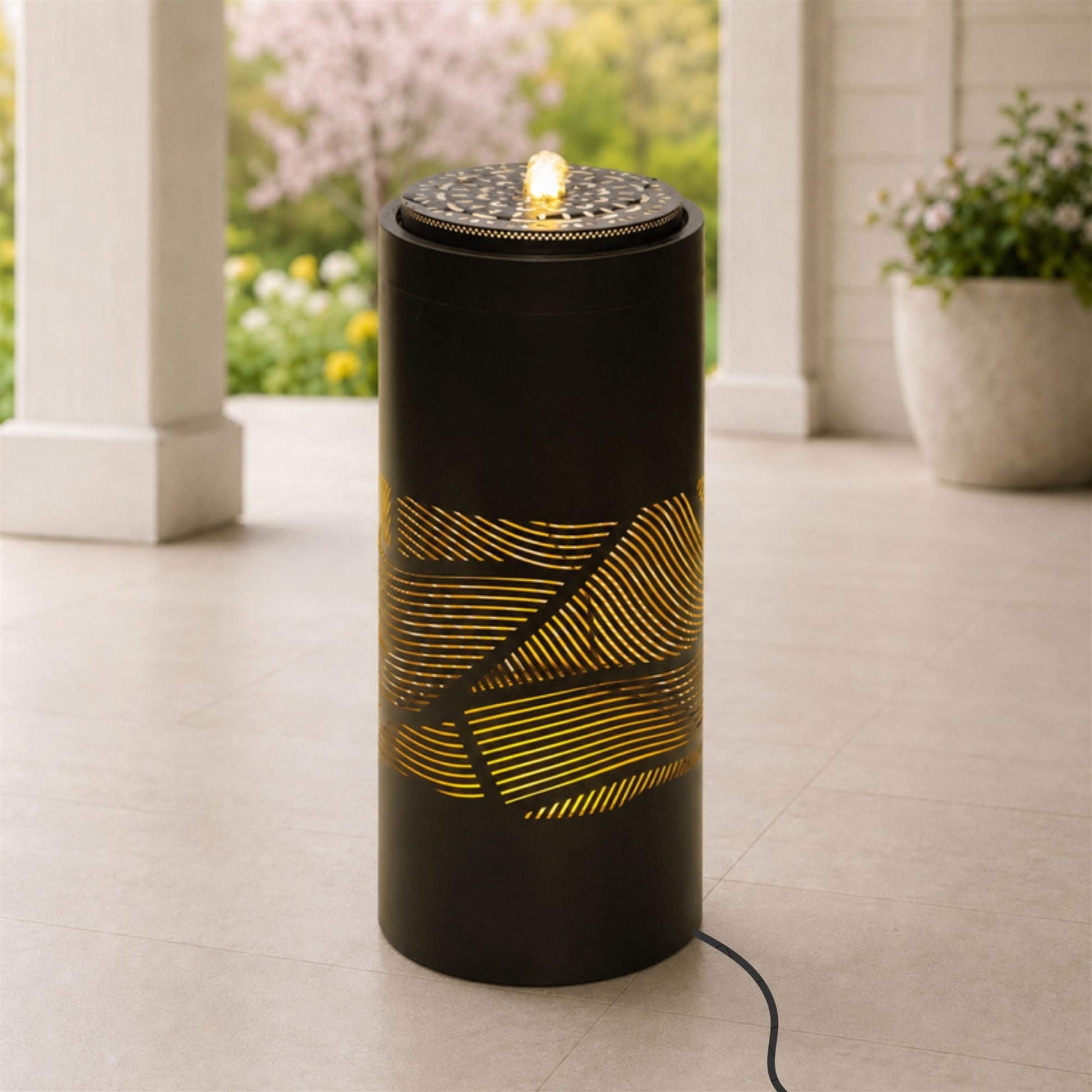 Illuminated Cut-Out Metal Leaf Pattern Fountain 24"H alternate view 2