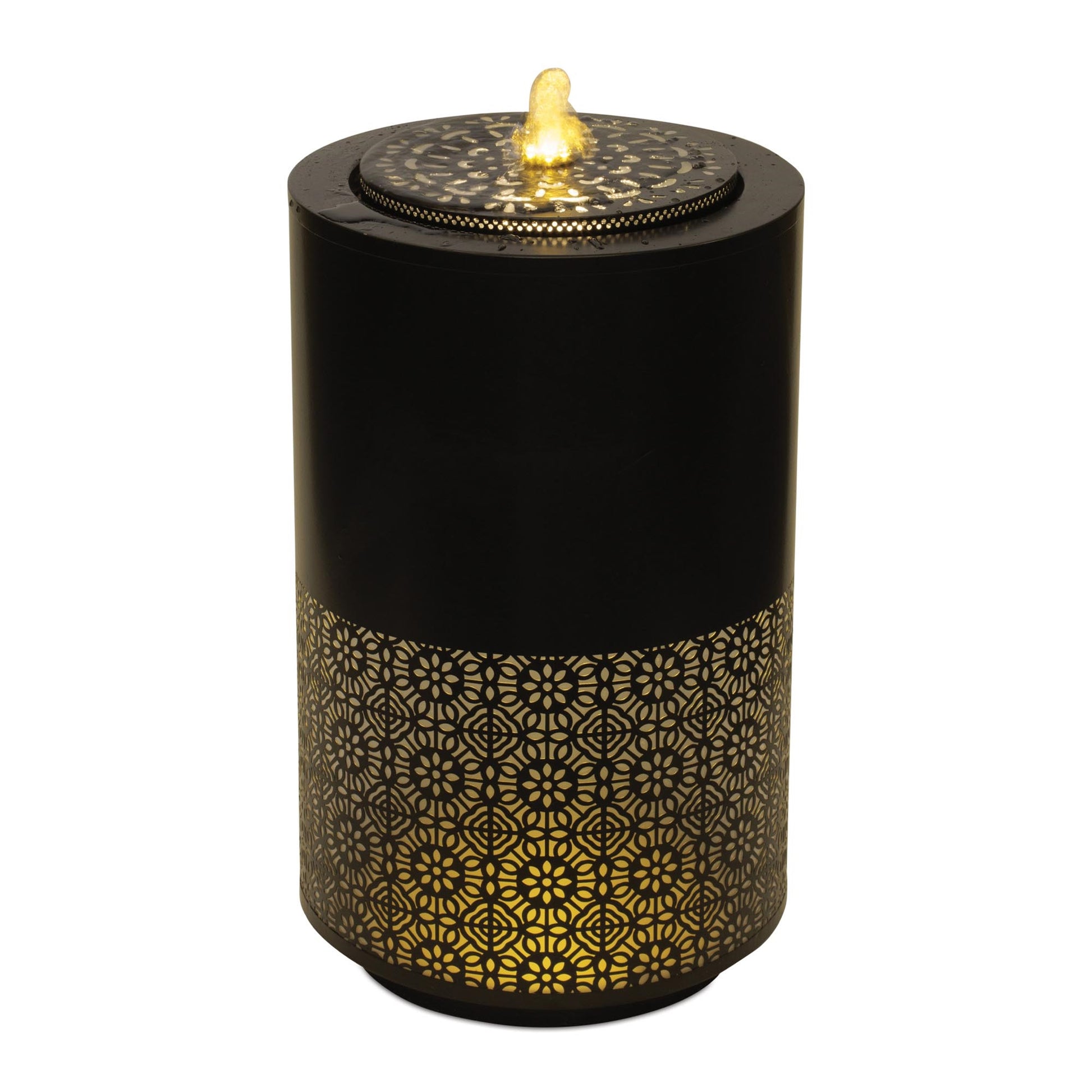 Illuminated Cut-Out Metal Round Fountain 21.5"H