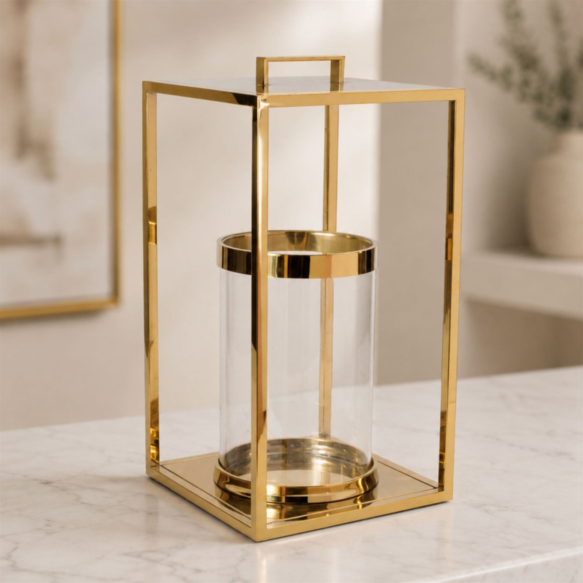 Stainless Steel Box Lantern with Glass Insert 20"H alternate view 2
