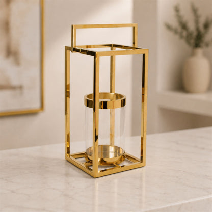 Stainless Steel Box Lantern with Glass Insert 19"H alternate view 2