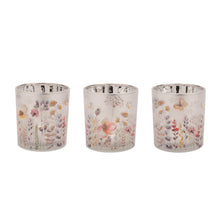 Frosted Wildflower Print Votive Holder (Set of 3)