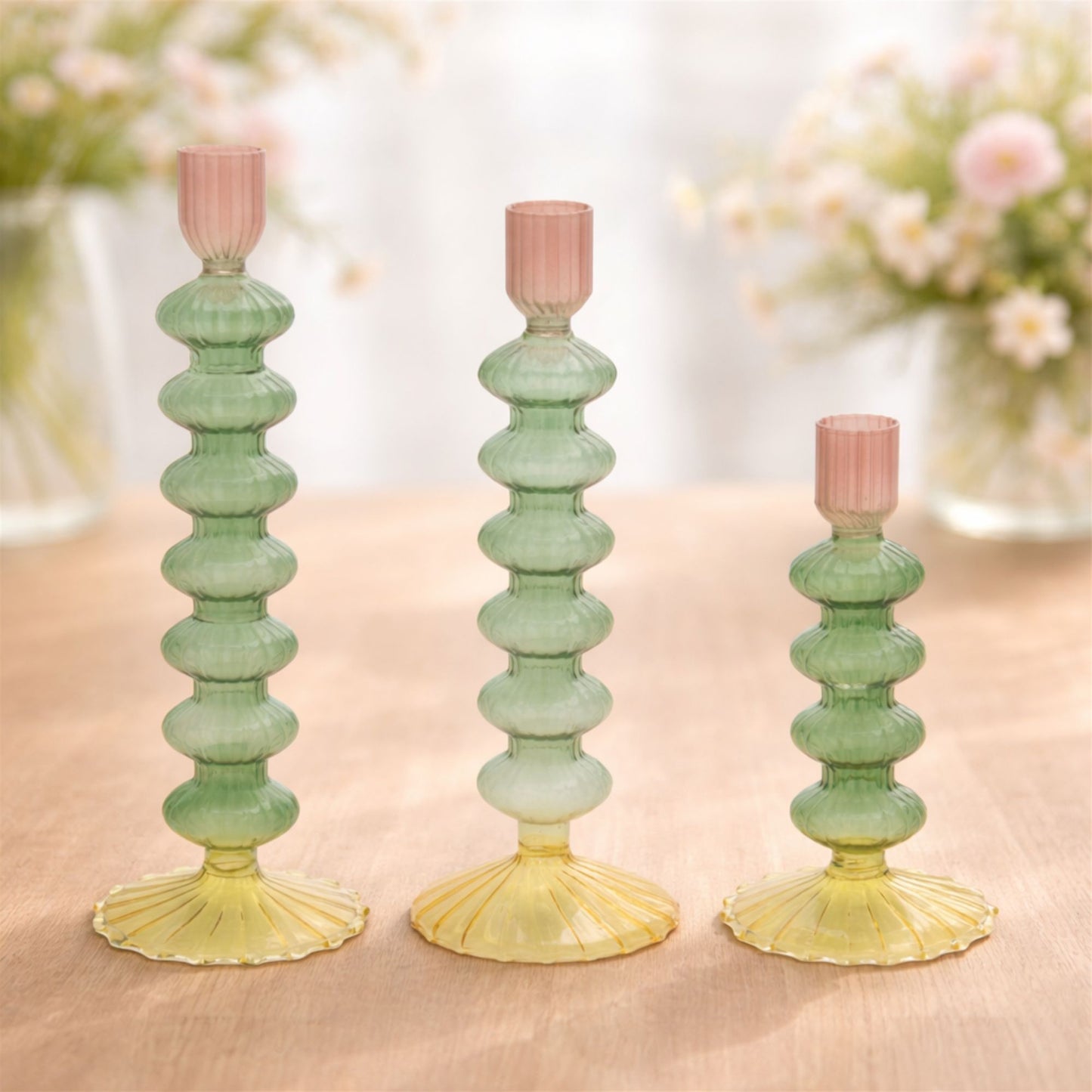 Multicolored Glass Taper Candle Holder (Set of 3) alternate view 2