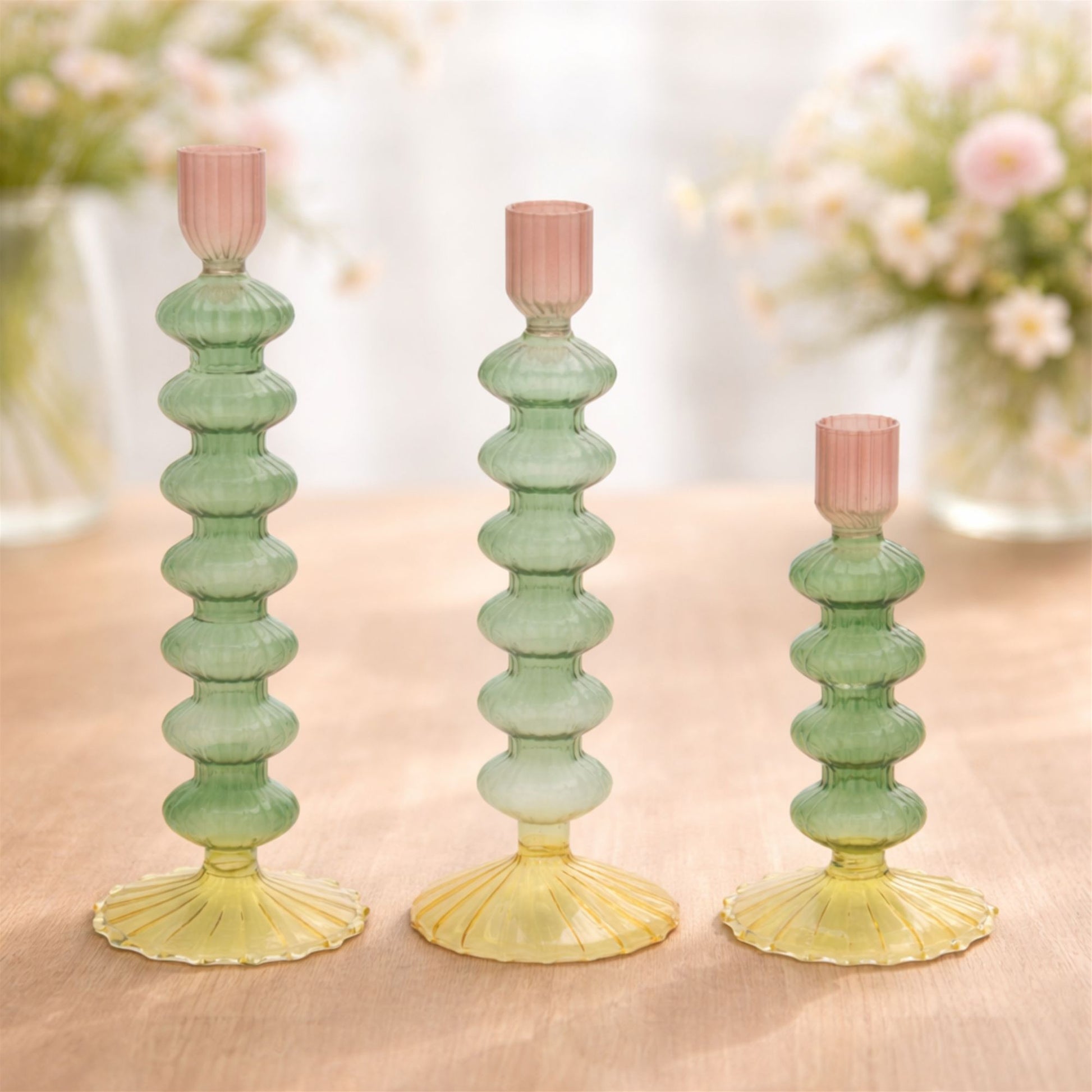 Multicolored Glass Taper Candle Holder (Set of 3) alternate view 2