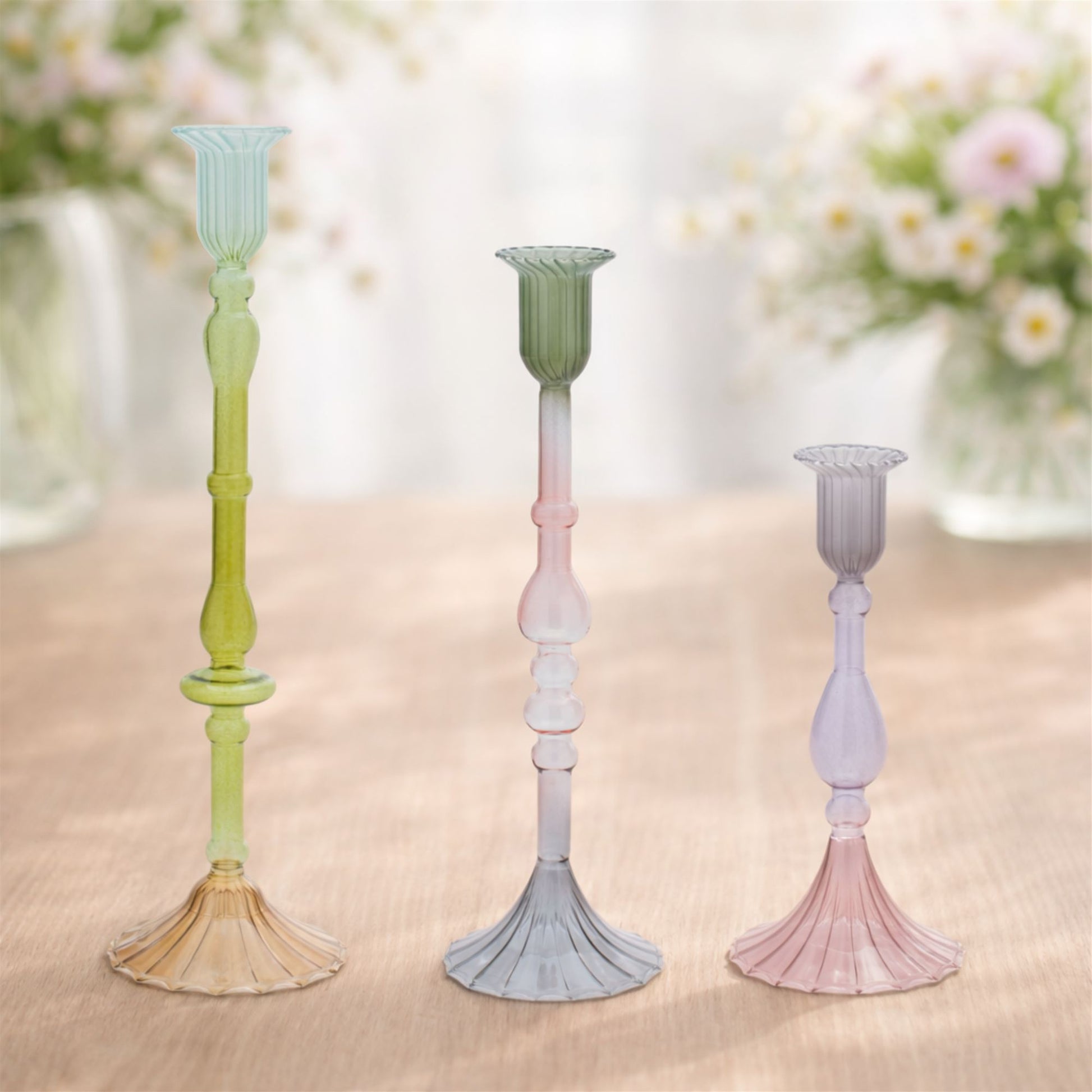 Multicolored Glass Taper Candle Holder (Set of 3) alternate view 2