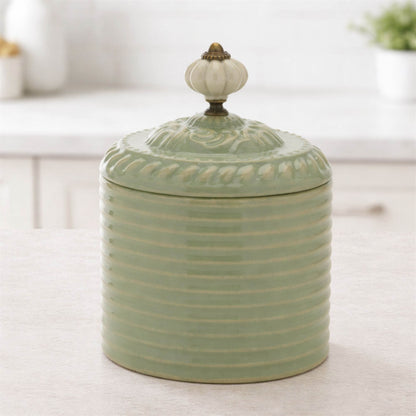Ribbed Metal Canister with Lid 8"H alternate view 2