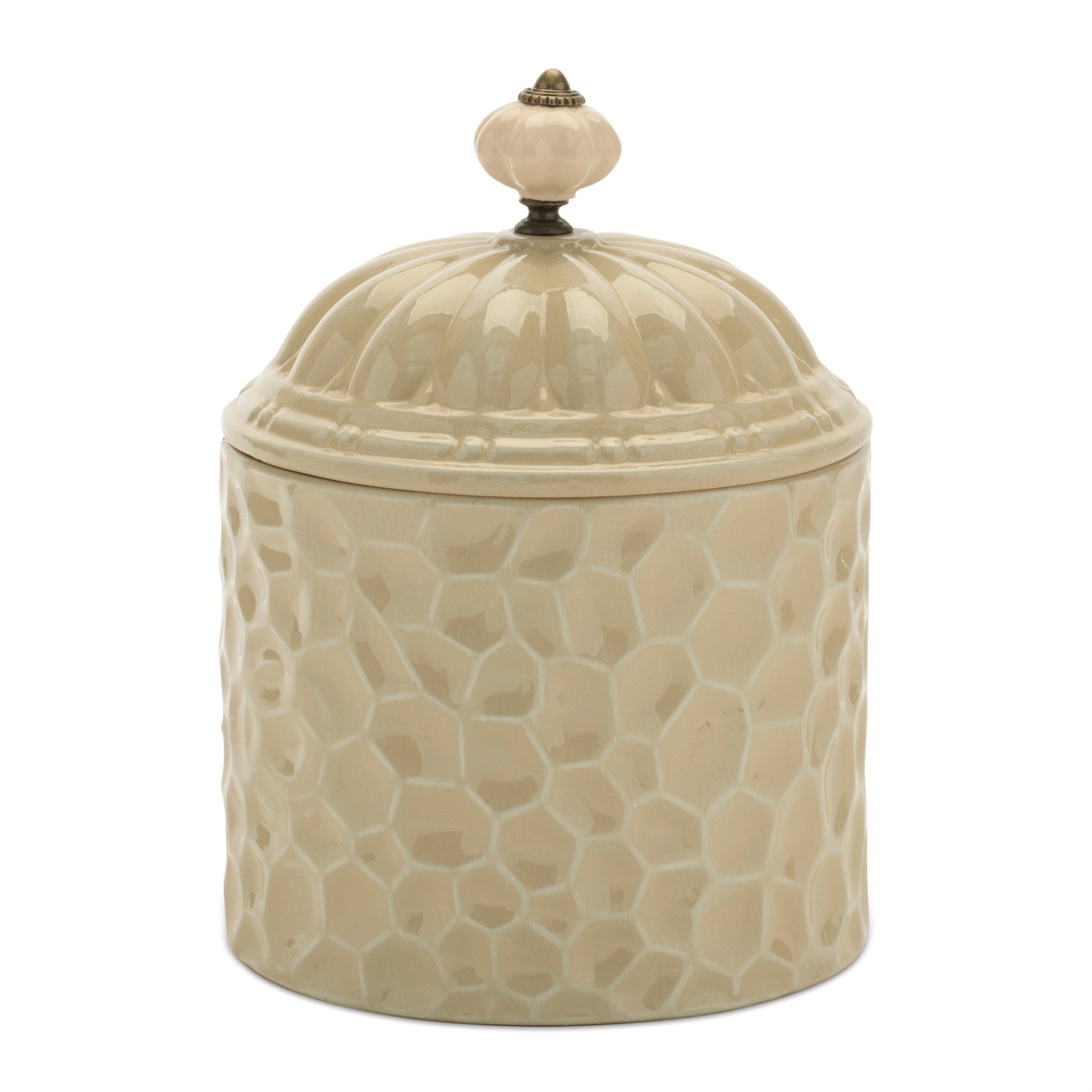 Ribbed Metal Canister with Lid 8"H